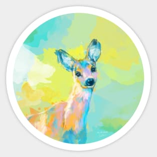 Doe Portrait, Forest Animal Painting Sticker
